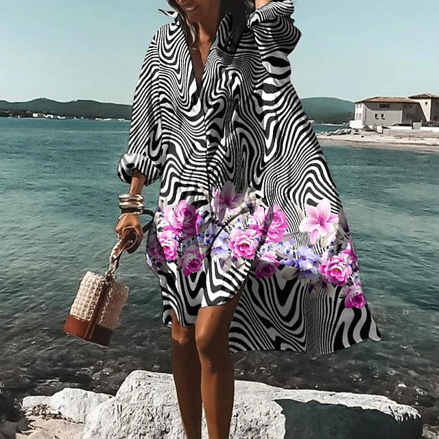 Women's Shirt Dress Casual Dress Swing Dress Midi Dress
