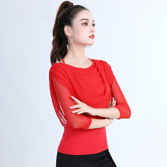 Latin Dance Activewear Top Pure Color Splicing Women's