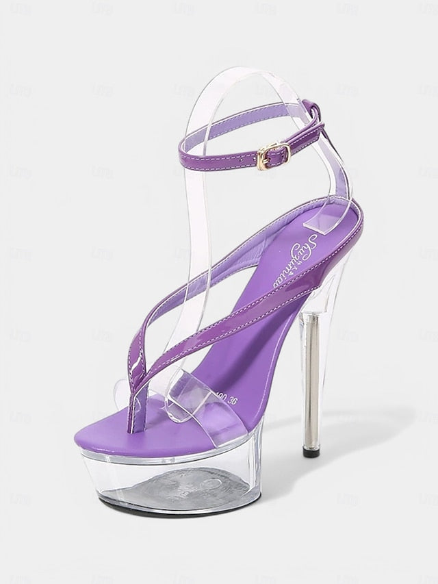 Nightclub Platform  Sandals Lavender Heel Sexy Clear –