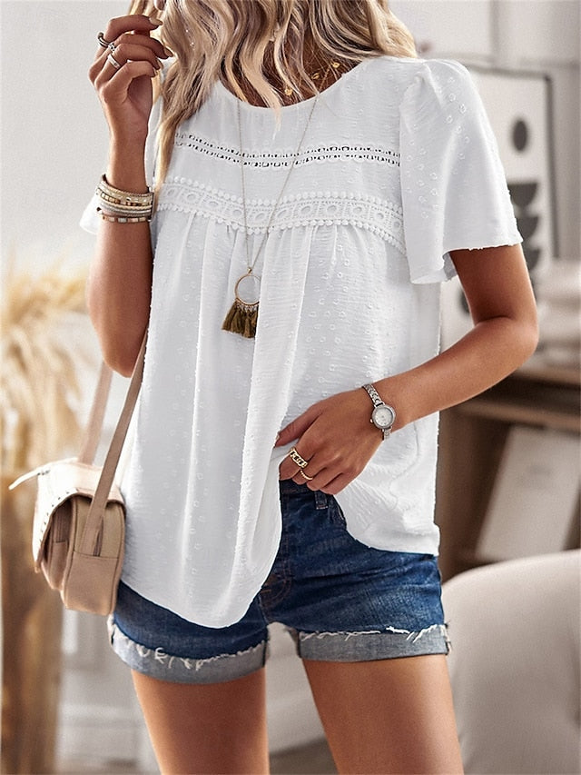 Women's Shirt Blouse Solid Color Stylish Casual Short