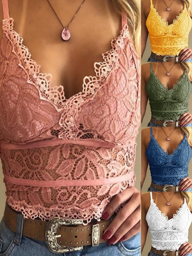 Women's Blouse Lace Tops Camisole Tank Top Lace Plain