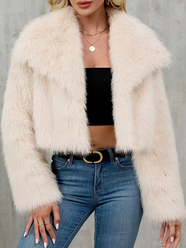 Women's Fur Leathers Faux Furs Coat Comfortable Warm