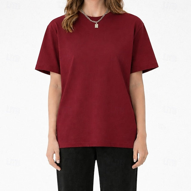 Women's T Shirt Tee 100% Cotton Solid Color Stylish Basic