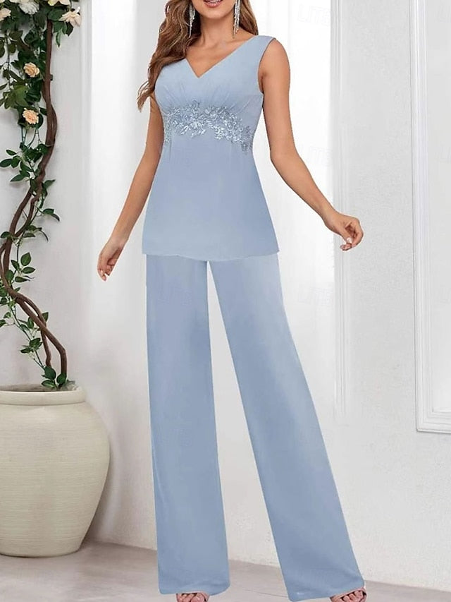 Wedding Piece of V Simple Dress Bride Elegant the 3 Mother Guest