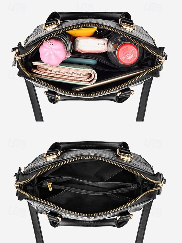 Women's Faux Leather Crocodile Pattern Handbag with Tassel