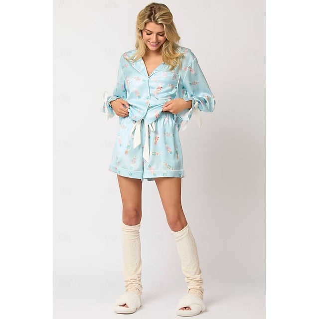 Santa Claus Sleepwear Pajamas Satin Pajama Women's Cosplay