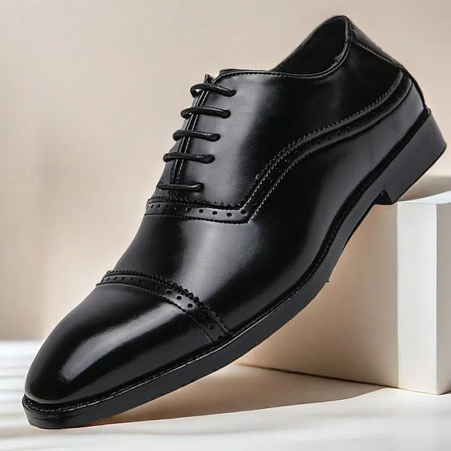 Brown Classic Faux – Men's Oxford Shoes Leather Brogue