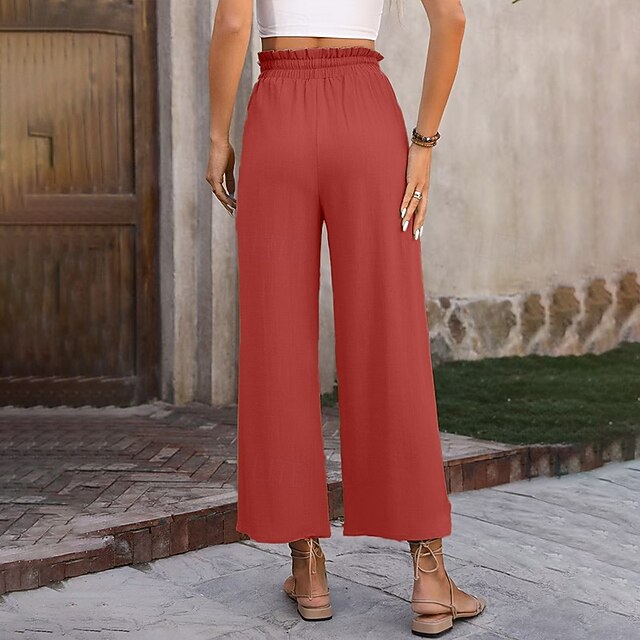 Women's Cotton Linen Pants Wide Leg Chinos Vacation