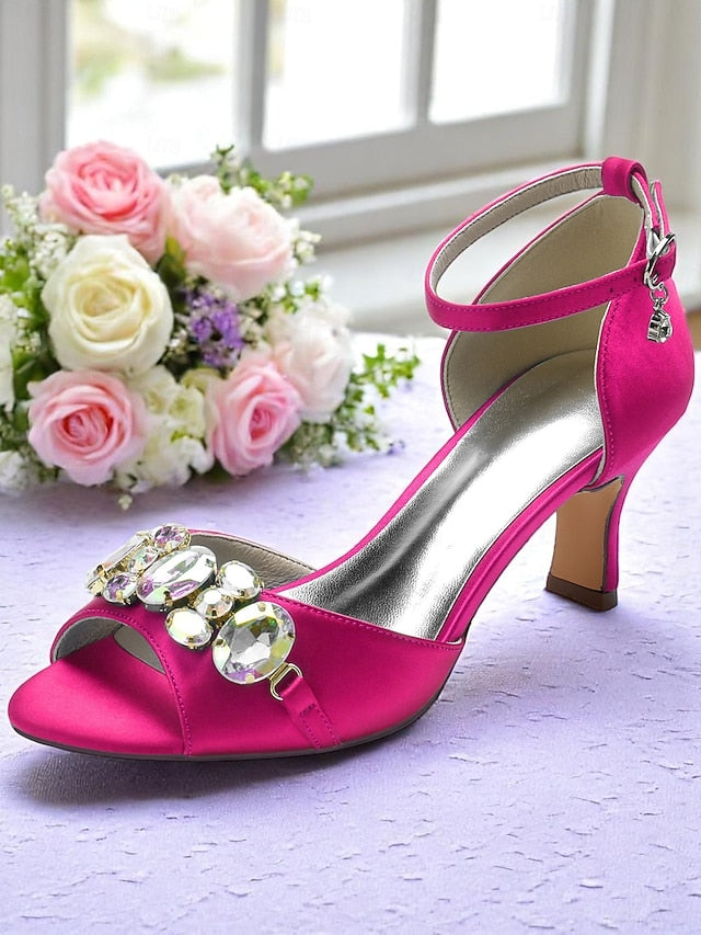 Satin Strap with Heels Open Women's Black Ankle Toe and