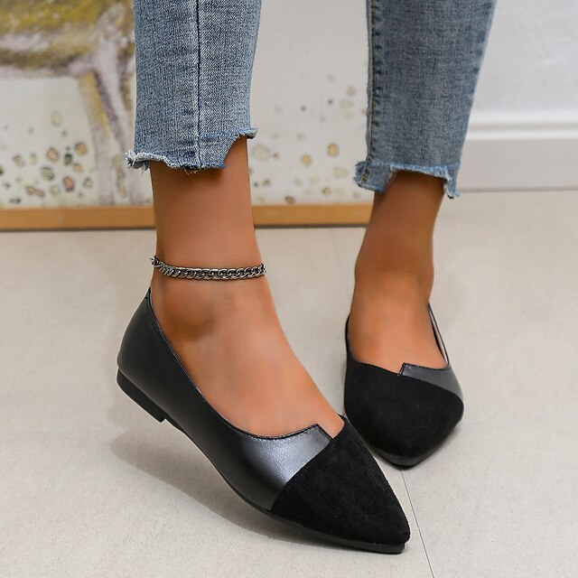Two-Tone Pointed Women's Toe Elegant – Slip-On Flats