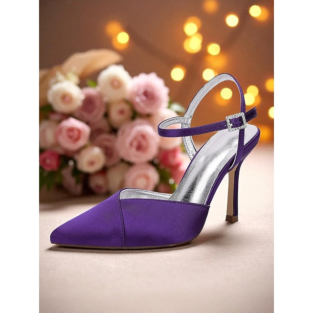 Heels Green Stiletto Women's Strap - Satin Ankle with