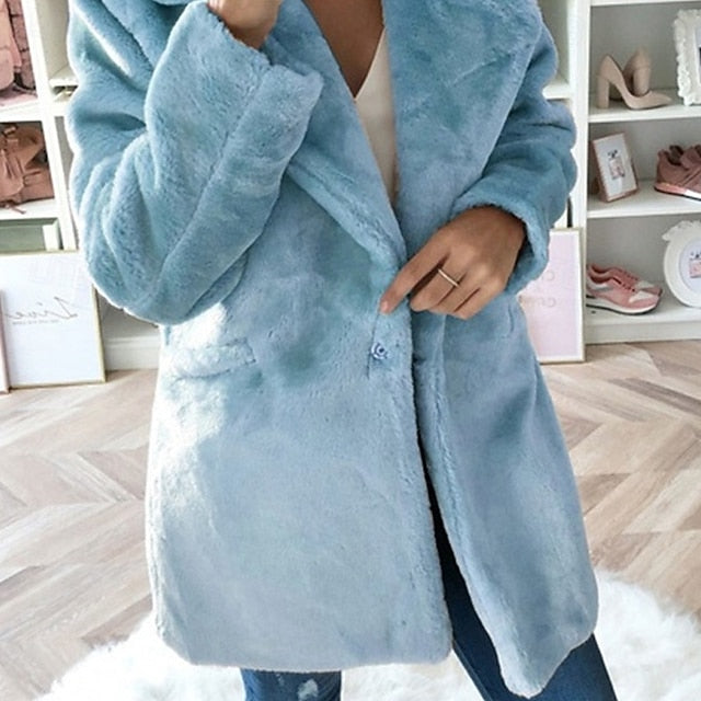 Faux Winter Women's Pocket Fur Warm Coat Comfortable