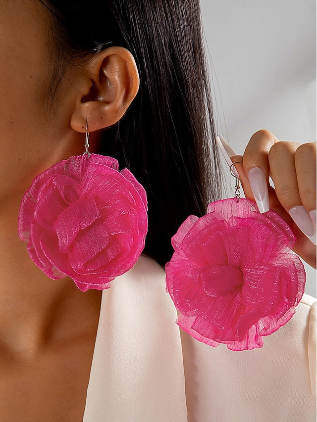 Drop - Floral Flower Earrings Oversized Women's Statement
