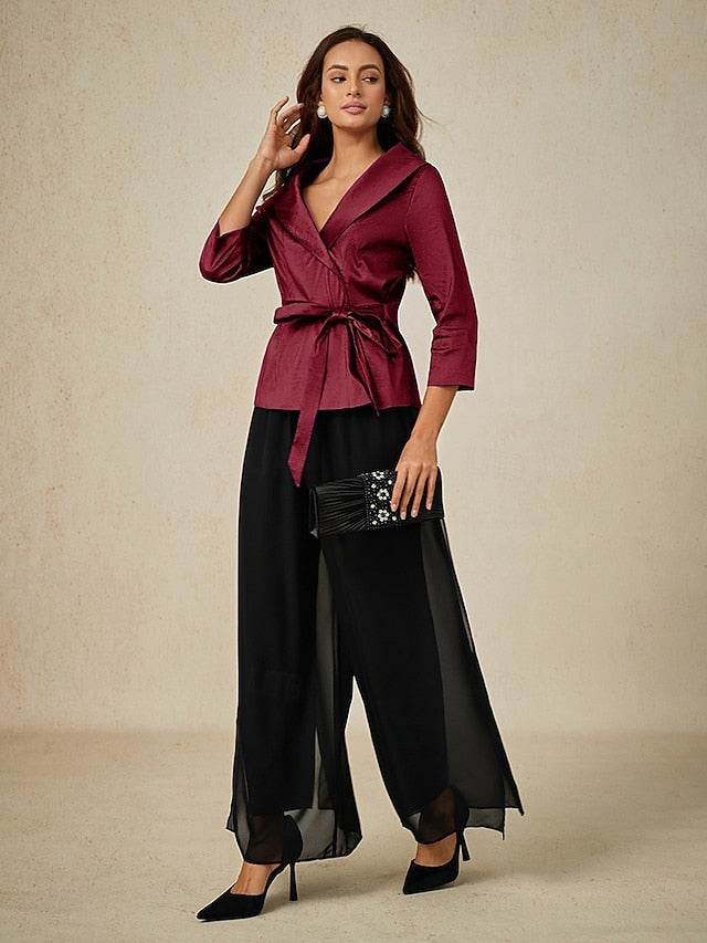 Women's Blouse Evening Tops Tie Front Solid Color Plain