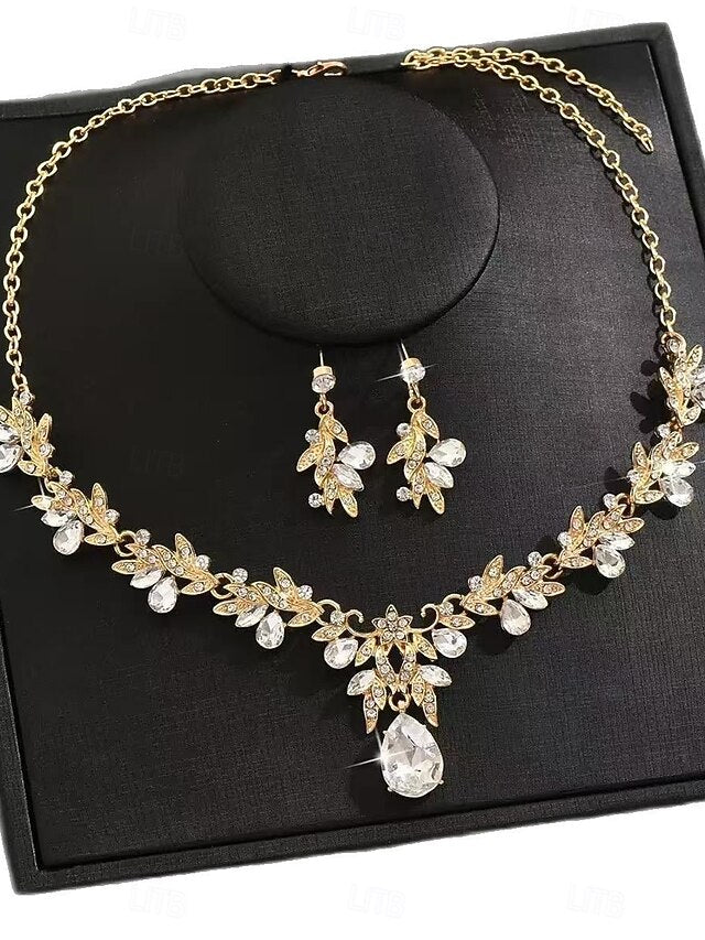 Rhinestone Pendant - Set Women's Jewelry Gold Teardrop with