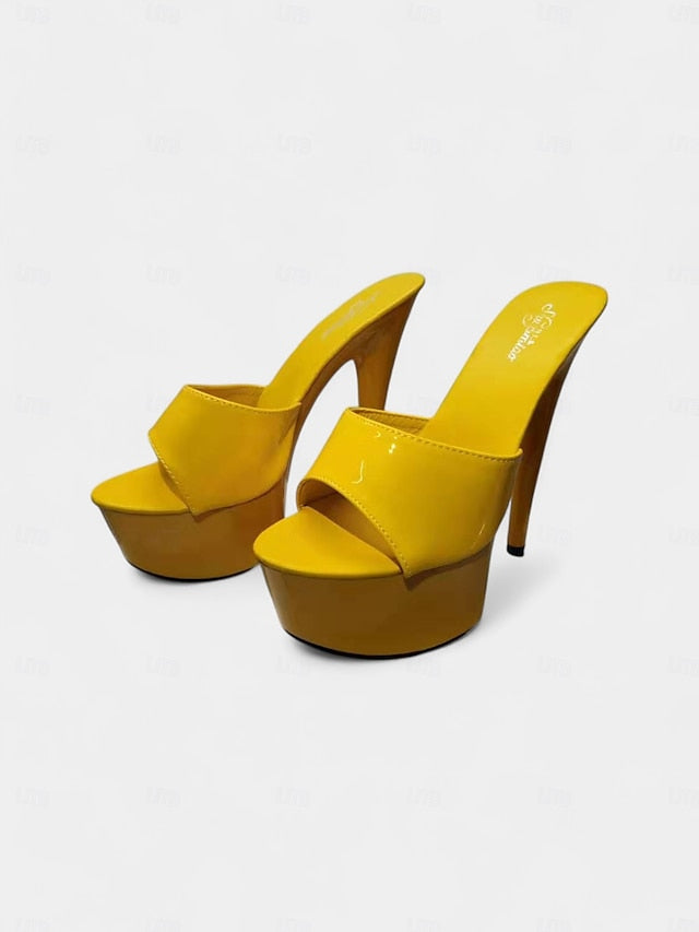 Red Leather with Heels Women's High Patent Platform