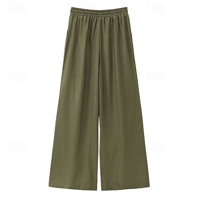 Women's Wide Leg Slacks Boho Full Length Natural Flower