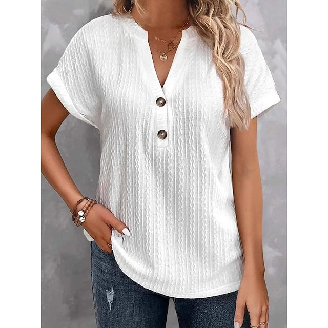 Women's Blouse Buttons Solid Color Stylish Classic Casual