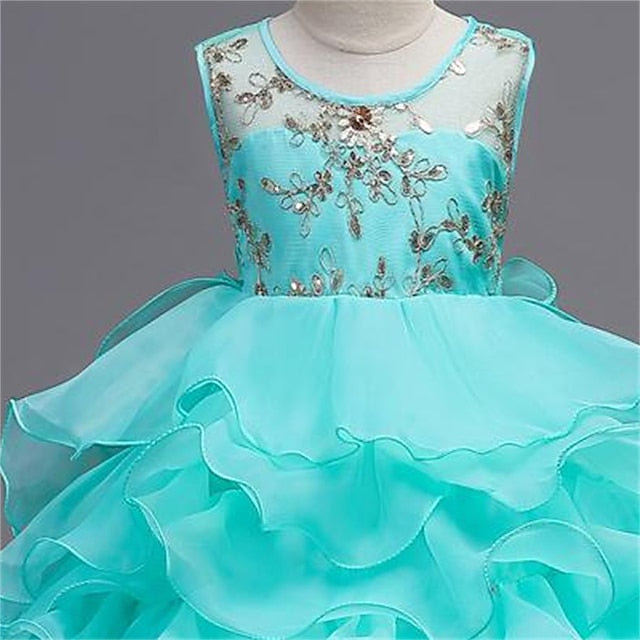 Girls' Wedding 4-13 Kids Party Ruffle Summer Dress Floral
