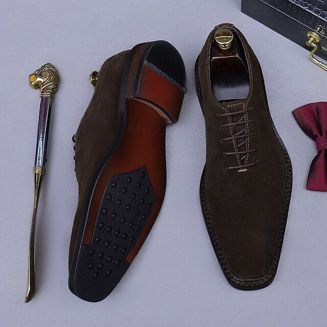 Suede Genuine Leather Cowhide Shoes Men's - Oxford