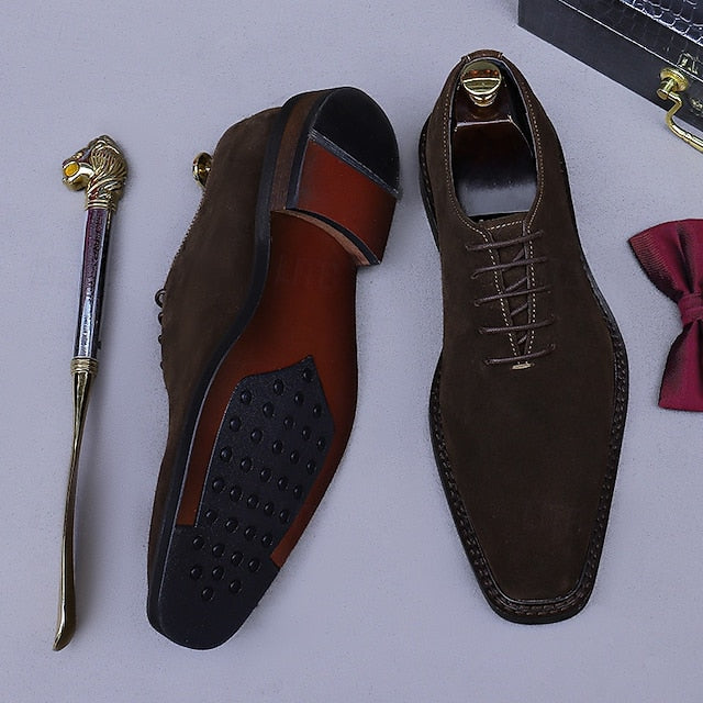 Men's Shoes Oxford Cowhide Suede Leather - Genuine