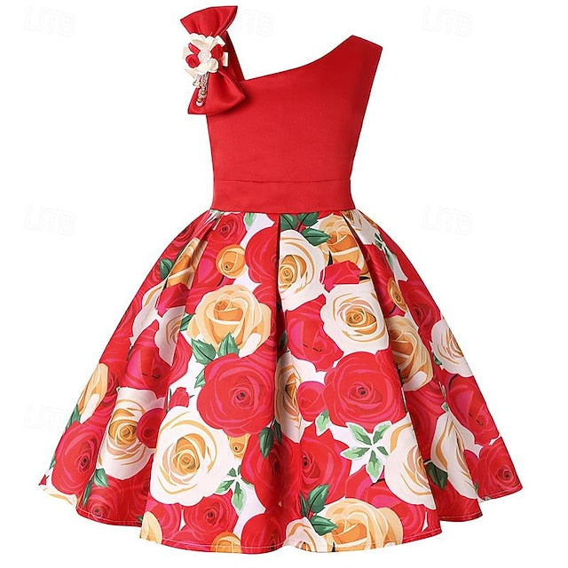 Girls' Easter Dress 3D Summer Sleeveless Flower Party