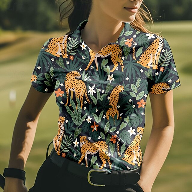 Women's Animal Tennis Shirt Short Sleeves Print UPF50+