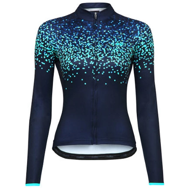 Women's Cycling Jersey Polka Dot Long Sleeve Bike Jersey