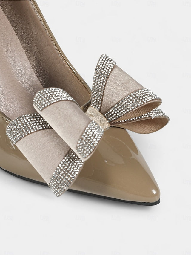 Pumps Leather Pointed Patent Nude Toe Heel Women's High -