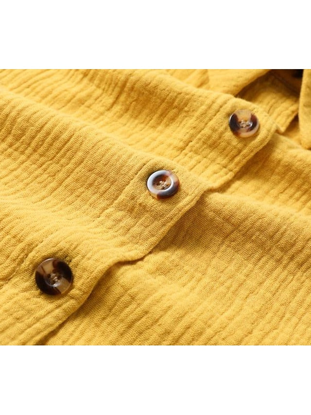 Women's Mini Dress Cotton Linen Dresses Shirt Dress Winter