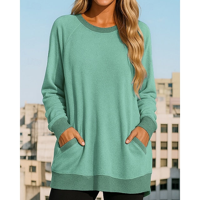 Women's Pullover Sweatshirt Casual Tops with Pockets Long