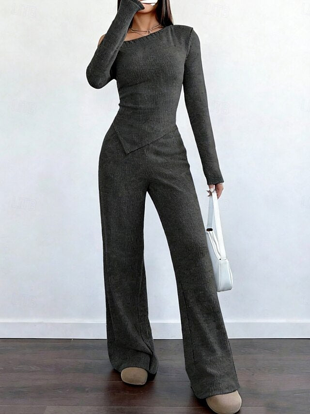Women's Two Piece Sets Pants Sets Bolero Top Long Sleeve