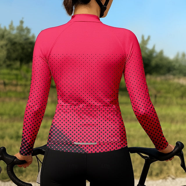 Women's Tops Cycling Jersey Gradient Polka Dot Long Sleeve