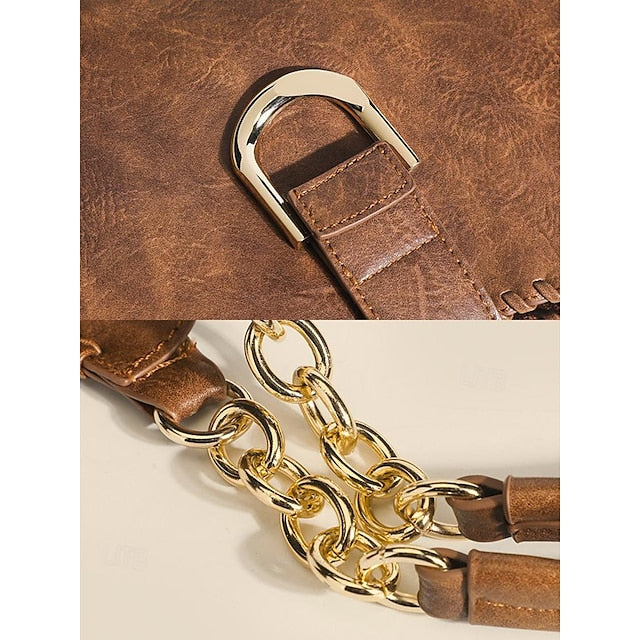 Large Strap Vintage Women's Chain with – Bag Hobo Leather