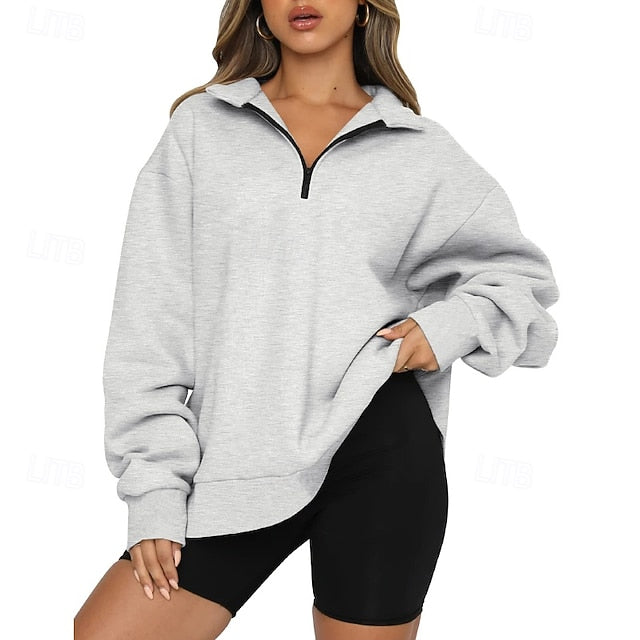 Women's Track Top Pullover Quarter Zip Long Sleeve Top