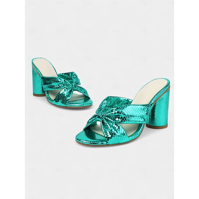 Design – Mules Women's Pink Bridal with Bow Metallic