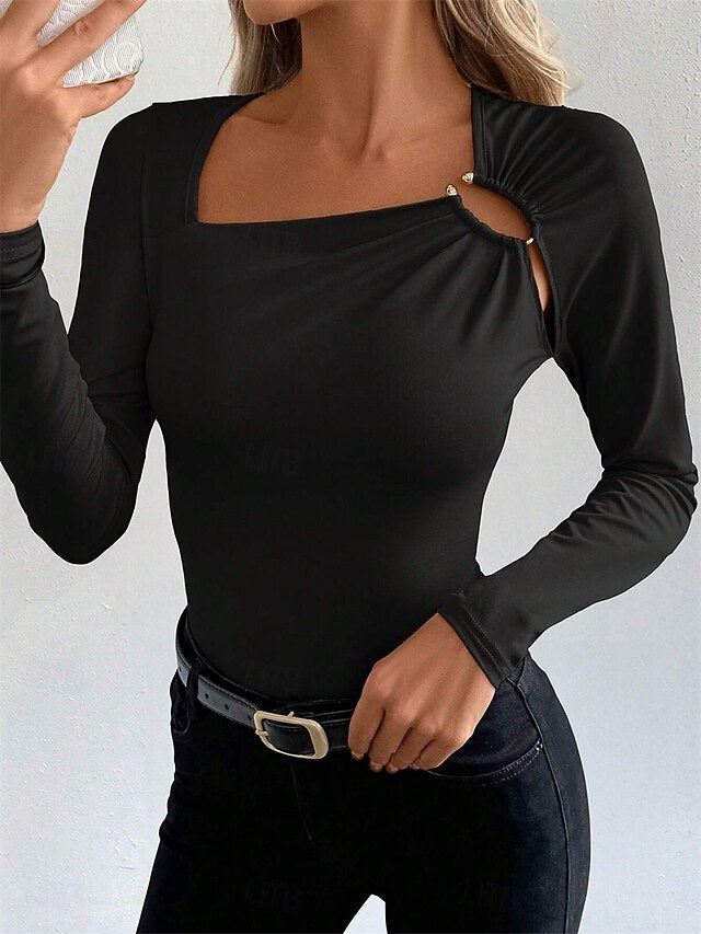 Women's Blouse Patchwork Solid Color Elegant Daily Stylish