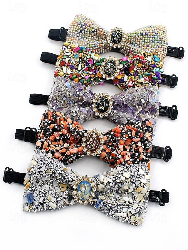 Men's Tie Bow with Luxury Strap Adjustable Gemstone –