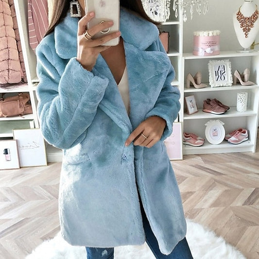 Faux Winter Women's Pocket Fur Warm Coat Comfortable