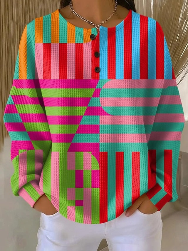 Women's Pullover Hoodie Sweatshirt Geometric Fashion Long