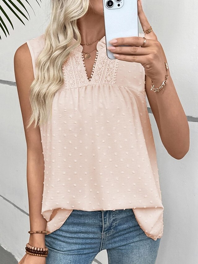 Women's T Shirt Tee Top Lace Patchwork Plain Fashion