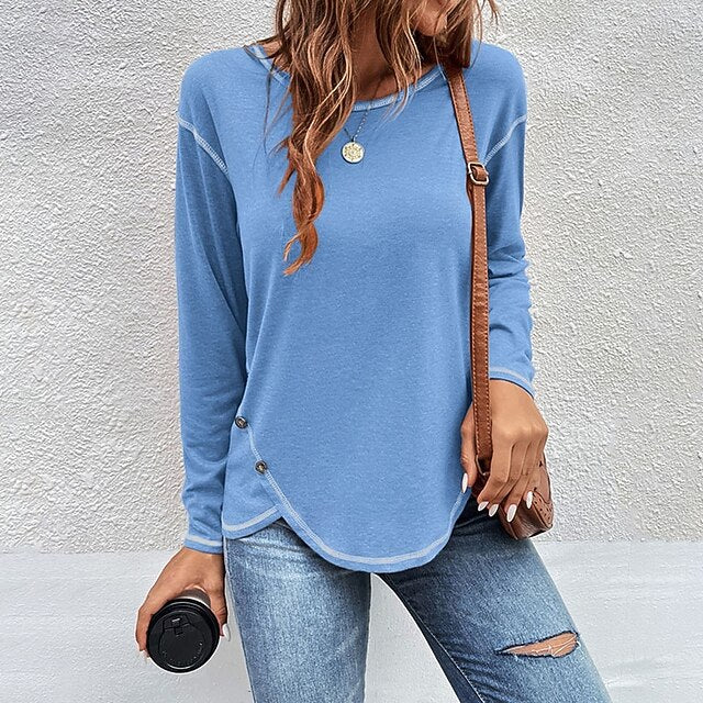 Women's Blouse Buttons Plain Tropical Stylish Casual Long
