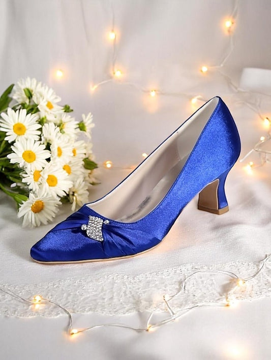 Royal Bow Kitten Women's Blue with Heels Satin Rhinestone