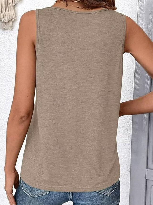Women's Tank Top Sleeveless Shirt Tee Top Patchwork Plain
