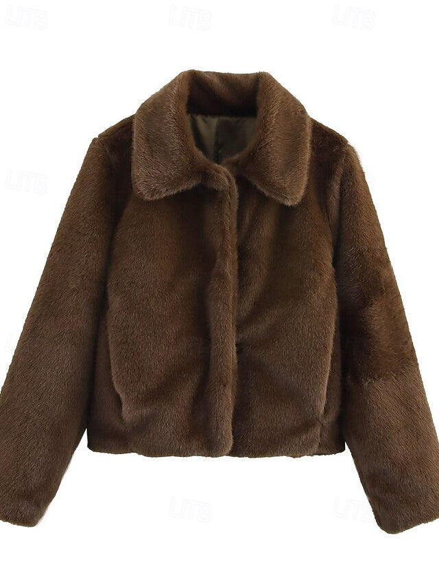 Fur Comfortable Warm Buttons Teddy Women's Faux Coat