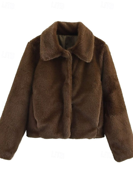 Fur Comfortable Warm Buttons Teddy Women's Faux Coat