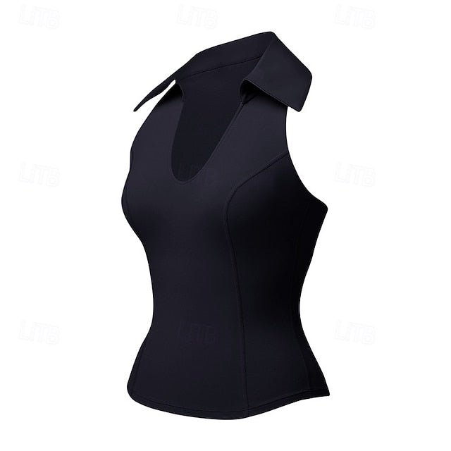 Women's Solid Colored Halter Tank Top Build-in Bra UV
