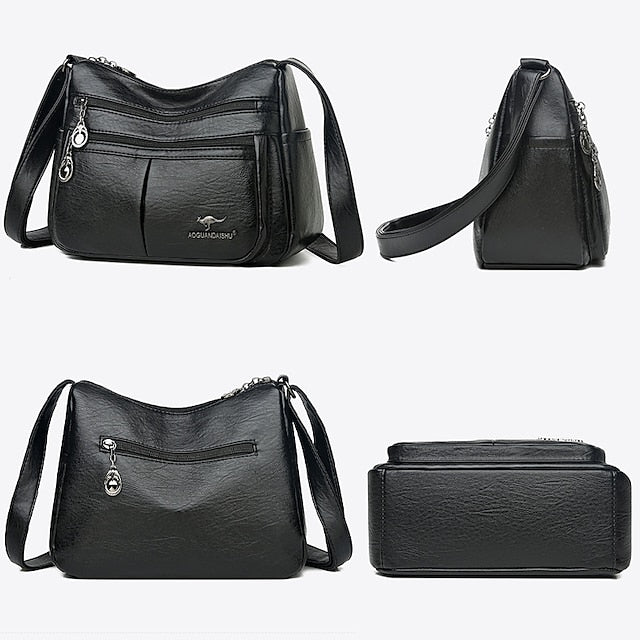 Shoulder Bag Multi-Pocket Faux Leather Crossbody Women's -