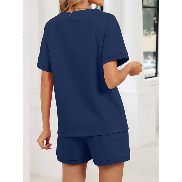 Women's Shorts Sets Bolero Top Short Sleeve V Neck Plain