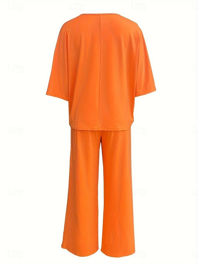 Women's Two Piece Sets Pants Sets Bolero Top Short Sleeve V